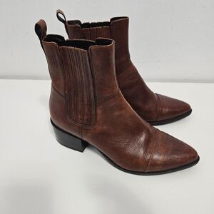 Vagabond Marja Pointy Toe Chelsea Ankle Boots Booties Sz 37 / 6 US Brown Slip-on